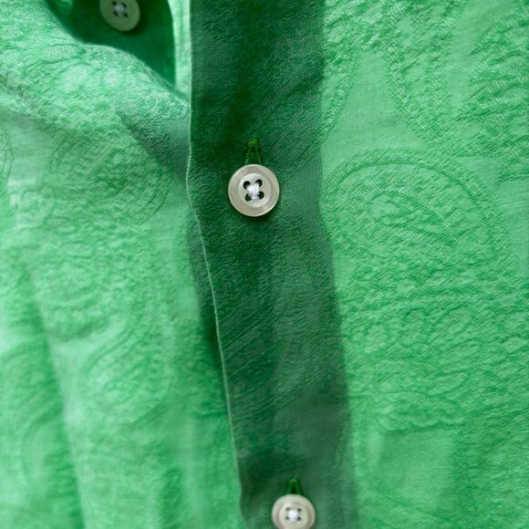ALESSANDRO GHERARDESCHI Dress Shirt XL Green woven in paisley design long sleeve - Picture 7 of 10